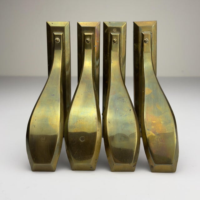 Antique Art Nouveau Brass Curtain Rod Brackets, 1890s, Set of 4 For Sale - Image 12 of 15