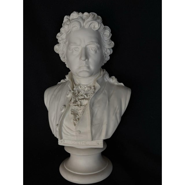 19th Century Rare Large Antique Parian Johanne Wolfgang Von Goethe R & L Portrait Bisque Bust For Sale - Image 5 of 17