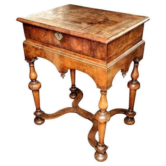 Antique William and Mary Oyster Veneered Walnut Box on Stand, 1680 For Sale - Image 9 of 9
