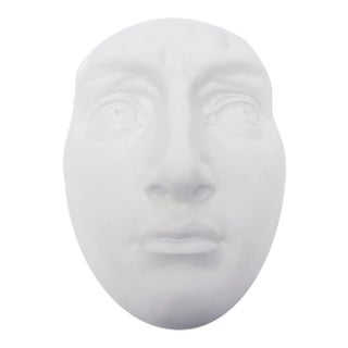 Vintage 1960's White Resin and Plaster Face Wall Sculpture For Sale