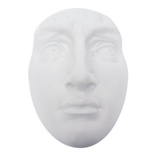 Vintage White Resin and Plaster Face Wall Sculpture For Sale