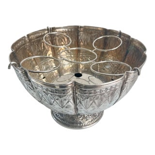 Monumental Vintage French Inspired Brass Silver Plated Wine or Champagne Cooler For Sale