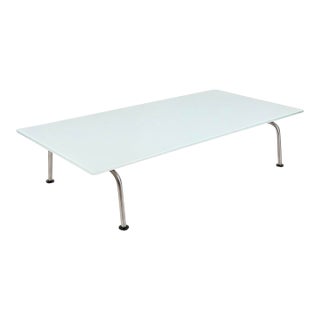 2001 Danish Modern Vico Magistretti for Fritz Hansen Rectangular Glass & Steel Coffee Table For Sale