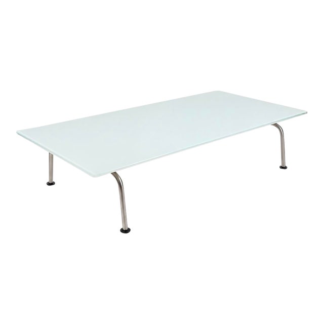 2001 Danish Modern Vico Magistretti for Fritz Hansen Rectangular Glass & Steel Coffee Table For Sale
