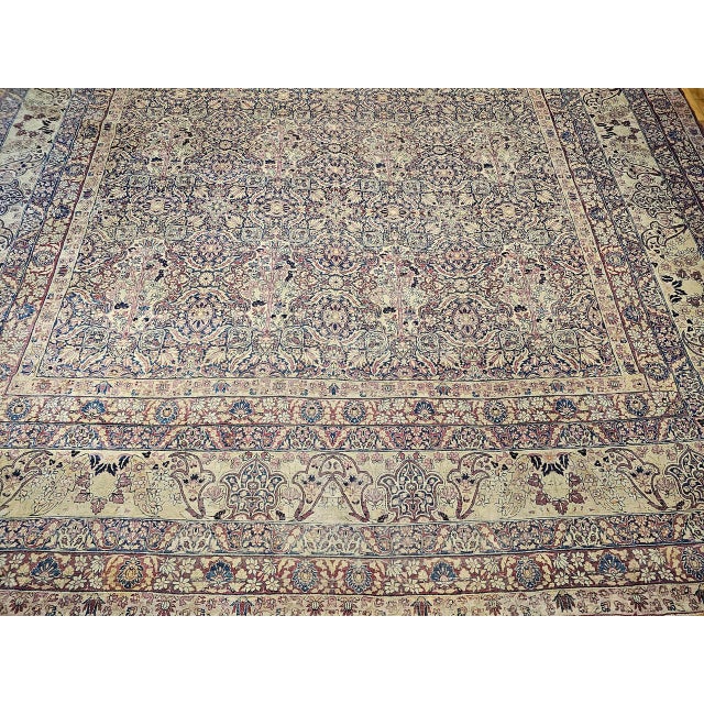19th Century Oversized Persian Kerman Lavar Rug, Hand-Knotted Wool, Allover Tree of Life Pattern, Royal-Blue & Ivory, 14’ X 18’ For Sale - Image 10 of 17