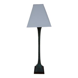 Verdigris Pedestal Floor Lamp by Gump's Patina Brass For Sale
