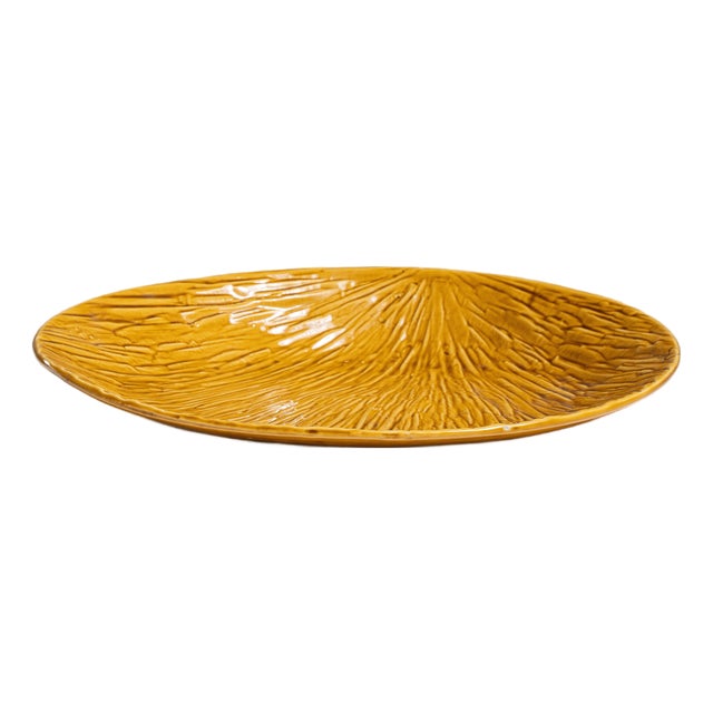 1970s Belgium Gold Ceramic Platter For Sale