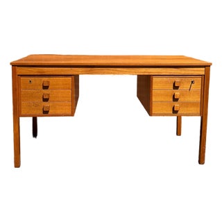 Domino Møbler Danish Modern Teak Executive Desk | Mid Century Modern Partner’s Writing Desk For Sale