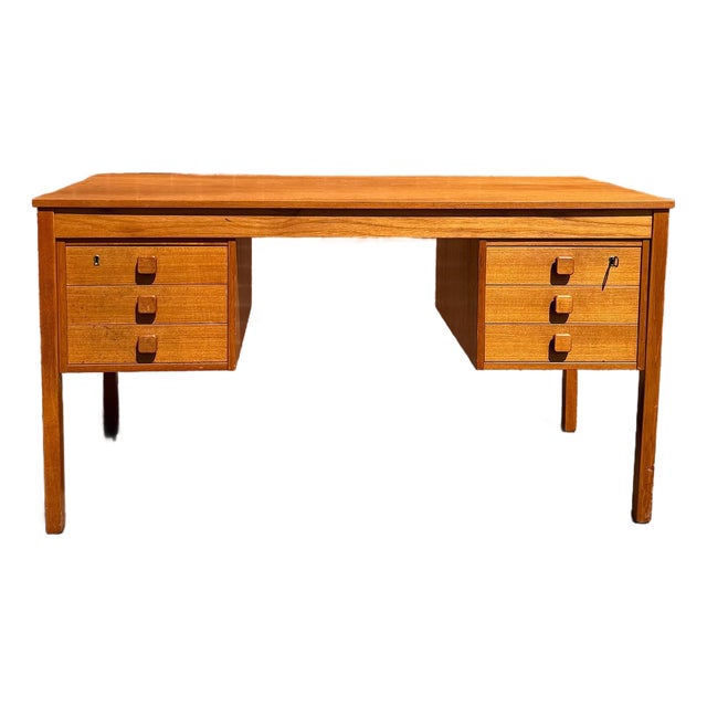 Domino Møbler Danish Modern Teak Executive Desk | Mid Century Modern Partner’s Writing Desk For Sale