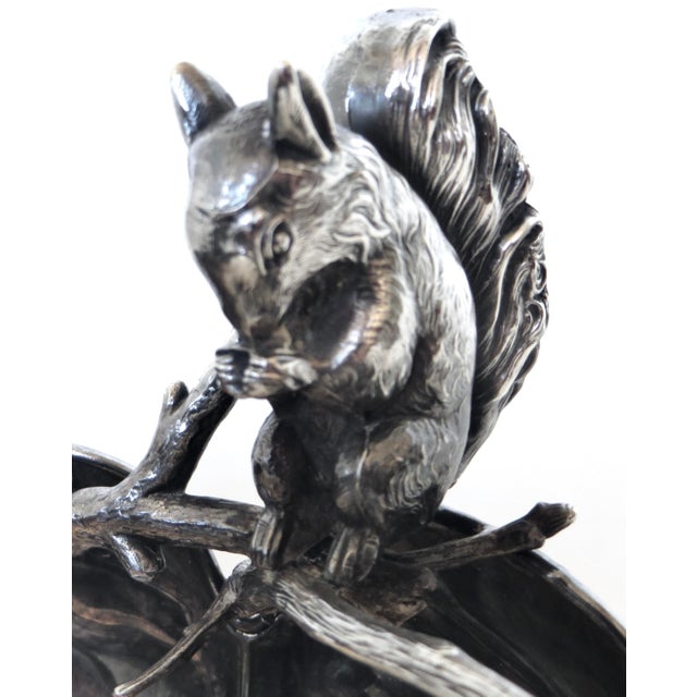 Victorian Late 19thC Silver Plated Victorian Squirrel Figural Nut Bowl American Circa 1885 For Sale - Image 3 of 8