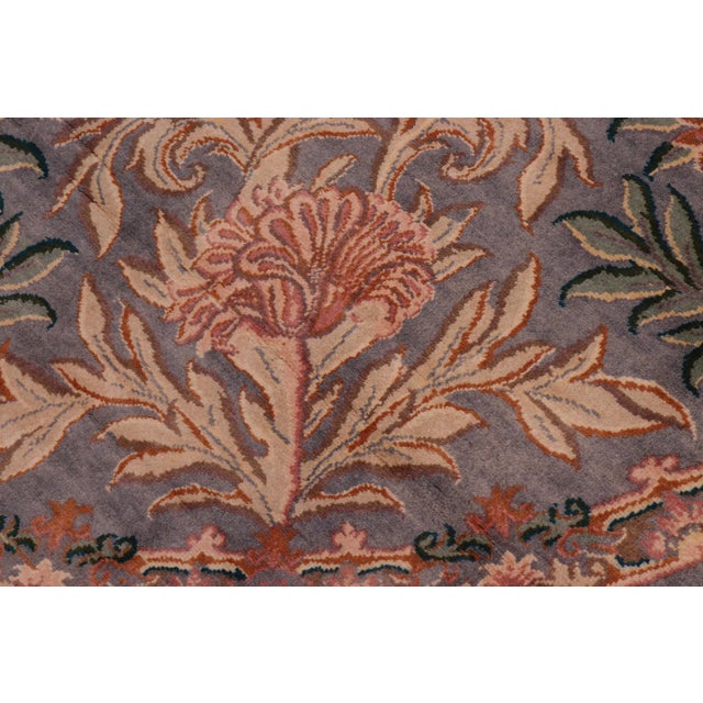 Textile Art Nouveau 1990's Floral Pak-Persian Gray/Pink Wool Round Rug - 8'1'' X 8'3'' For Sale - Image 7 of 8