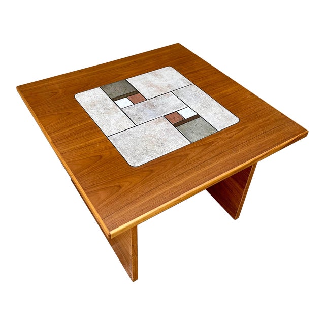 Mid Century Modern Danish Modern Tile Top Side Table. Circa 1970s For Sale