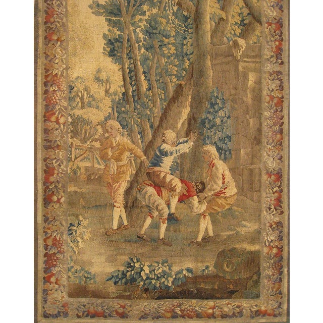 18th Century French Aubusson Rustic Tapestry For Sale - Image 4 of 4