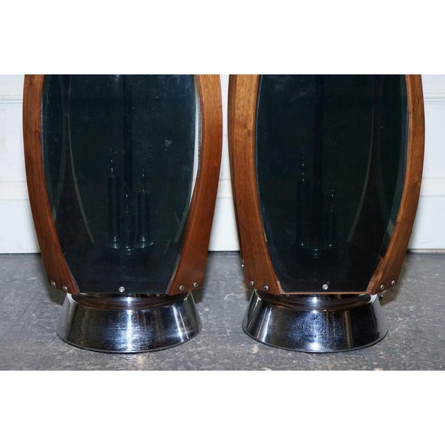 Large Mid-Century Danish Modern Acrylic and Teak Lamps, Set of 2 For Sale - Image 5 of 18