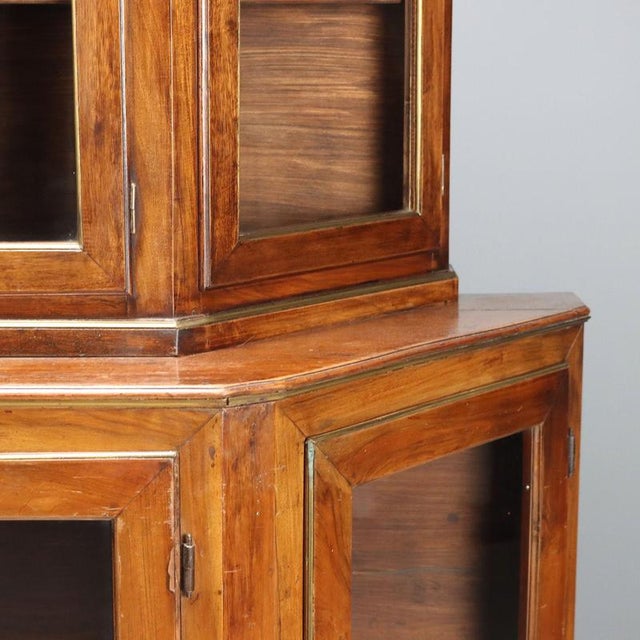 Glass Italian Cupboard in Walnut and Glass For Sale - Image 7 of 11