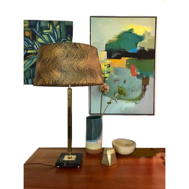 1950s Stiffel Mid Century Modern Large Brass and Marble Table Lamp/ 1950s Modernist Lamp For Sale In Cleveland - Image 6 of 8