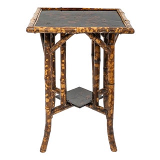 Antique Burnt Bamboo Chinoiserie Table For Sale
