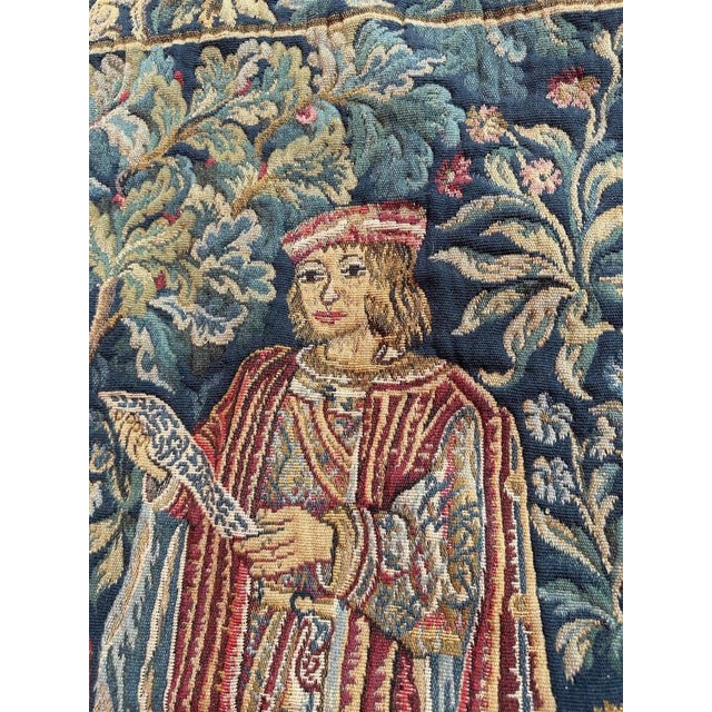 Vintage Aubusson Style Jaquar Tapestry with Medieval Museum Design, 1970s For Sale - Image 11 of 18