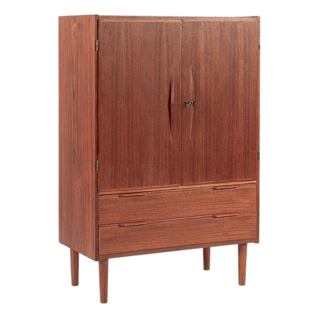 Mid Century Danish Teak Wood Storage or Bar Cabinet For Sale