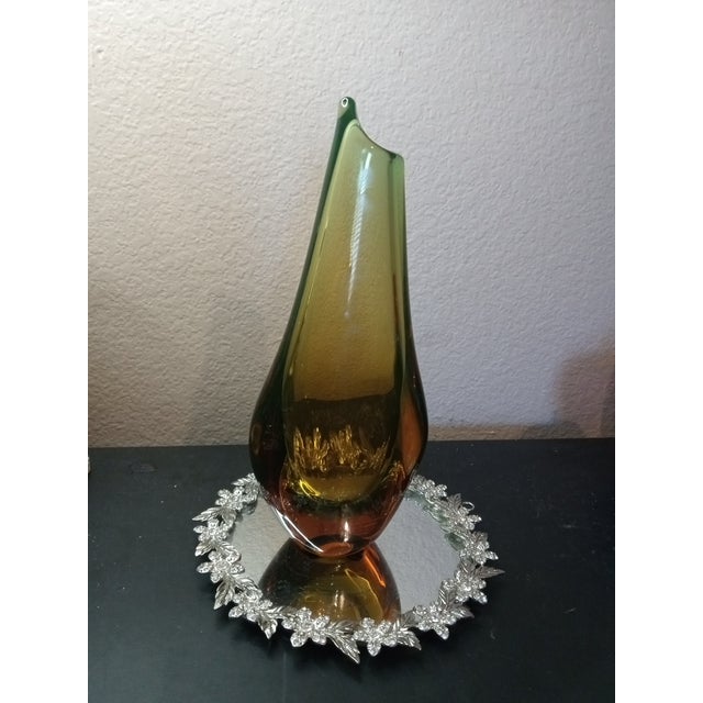 1980s Exquisite Signed Oggetti Murano Italy Sommerso Vase For Sale - Image 4 of 7