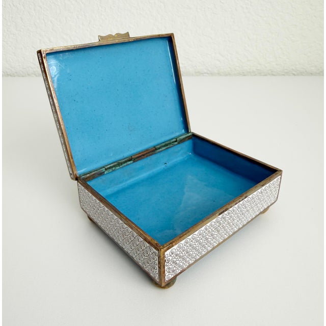Vintage Cloisonne Smoke Box & Matchbox Cover Set For Sale - Image 13 of 14