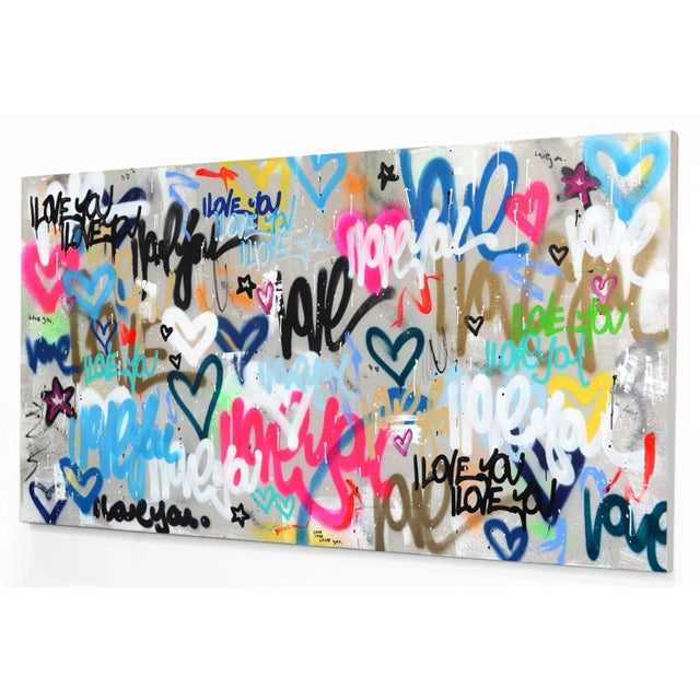 Textile Urban Street Art Playful Graffiti Painting "Love Seeker" Original Artwork by Amber Goldhammer For Sale - Image 7 of 11