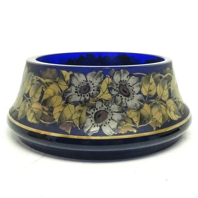 Glass German Biedermeier Hand-Painted Bowl on Stand from Ergermann, 1890s For Sale - Image 7 of 7