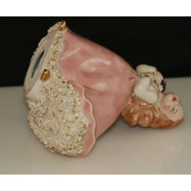 Pink Vintage 1950s Holland Mold Figurine Woman in Flowing Pink Gown Dancing For Sale - Image 8 of 10