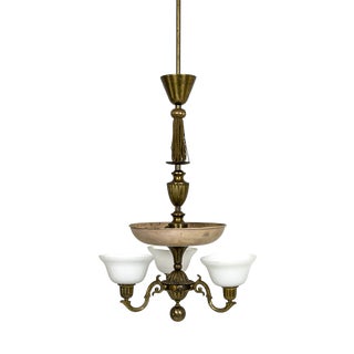 Swedish Grace Three-Arm Chandelier in Brass by Harald Notini Böhlmarks, 1930 For Sale