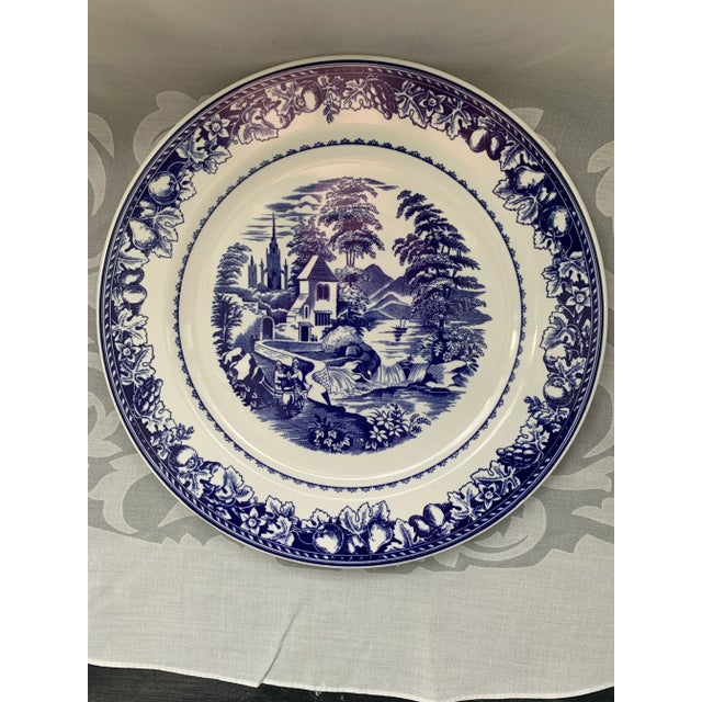 Blue Vintage Cipa Porcellane Italy Blue & White Landscape Countryside Salad/Dessert Plate For Sale - Image 8 of 8