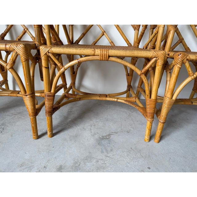 Vintage Italian Dal Vera Chippendale Style Bamboo & Rattan Dining Chairs - Set of Four For Sale - Image 14 of 17