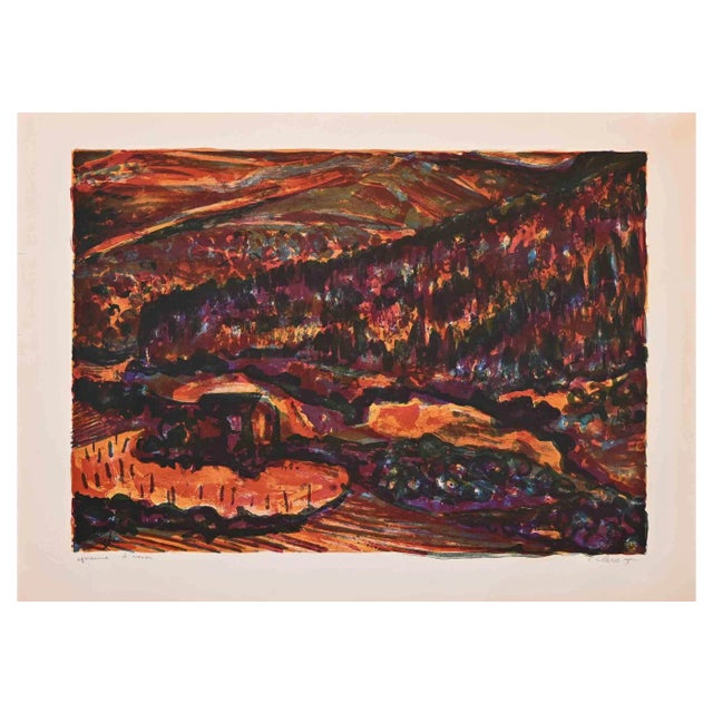 After Claude Clero, Landscape, Original Lithograph­, Mid-20th Century For Sale