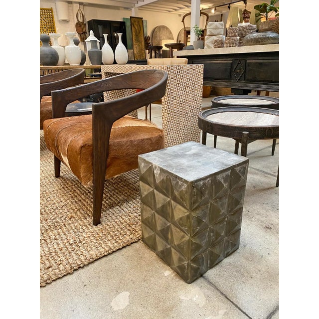 Aged Bronze Prism Side Table For Sale In Los Angeles - Image 6 of 7