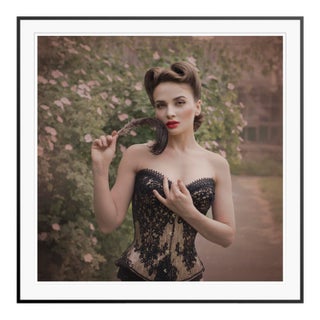 Dasha and Mari 'Royal Tea Feather' Limited Edition Print Framed in Black For Sale