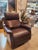 Dimensions: 34'W x 38"D x 44"H / 73"D Fully Open Base: Swivel Disc Finish: Natural Walnut Mechanism: Manual Leather: Haven...