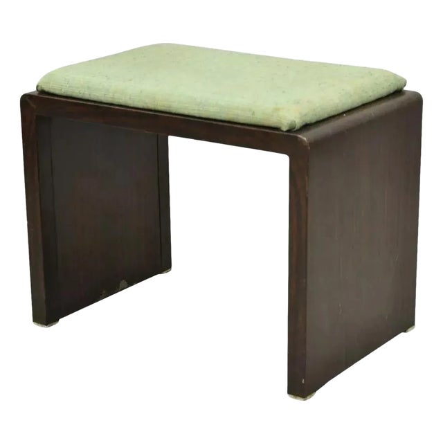 Early 20th Century Simmons Norman Bel Geddes Steel Metal Art Deco Brown Waterfall Vanity Bench For Sale