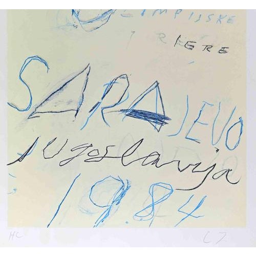 Untitled, sarayevo winter olympic games 1984, is an etching with aquatint and lithograph in colors realized by cy twombly...