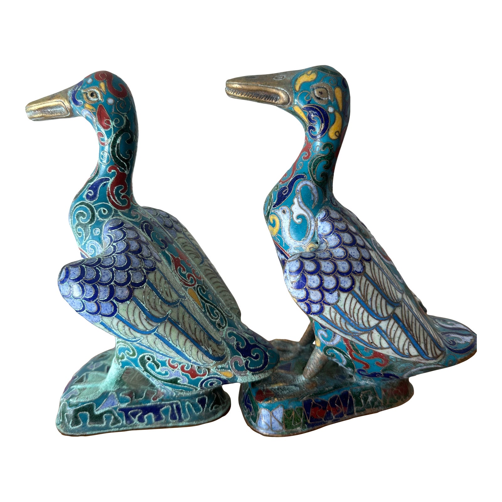 Early 20th Century Chinese Cloisonné Ducks a Pair Chairish