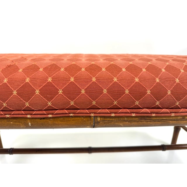 Brown Mid-20th Century Faux Bamboo Hollywood Regency Bench by Century Chair Company For Sale - Image 8 of 16
