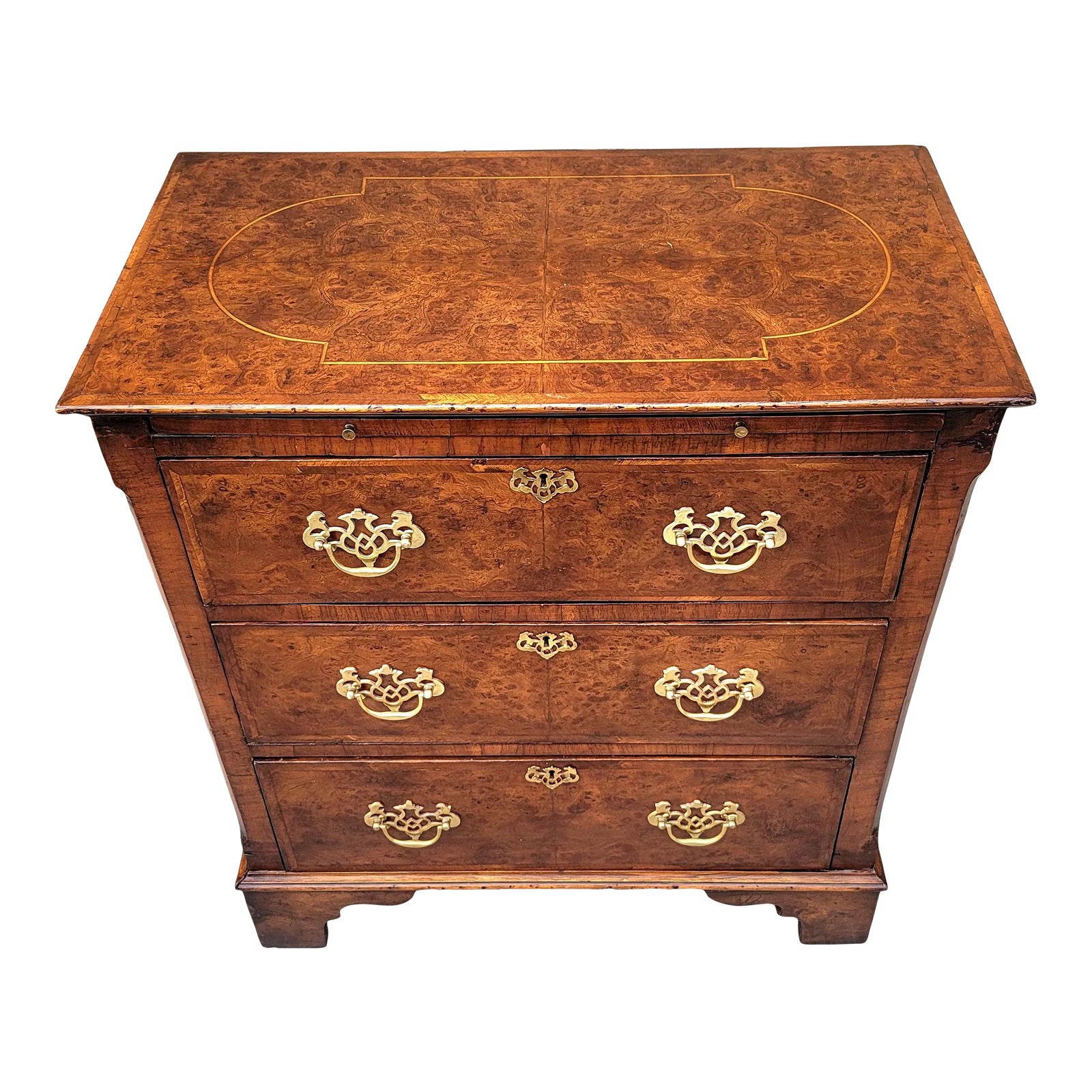 Early 19th Century Antique Burlwood Chest of Drawers/Bachelor