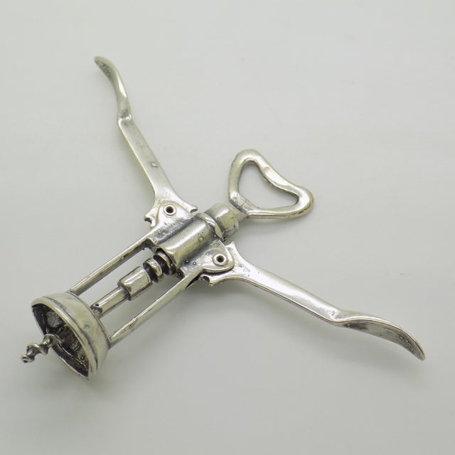 Vintage Italian Handmade Genuine Silver Corkscrew from Arezzo Tuscany, 1970s For Sale - Image 3 of 10