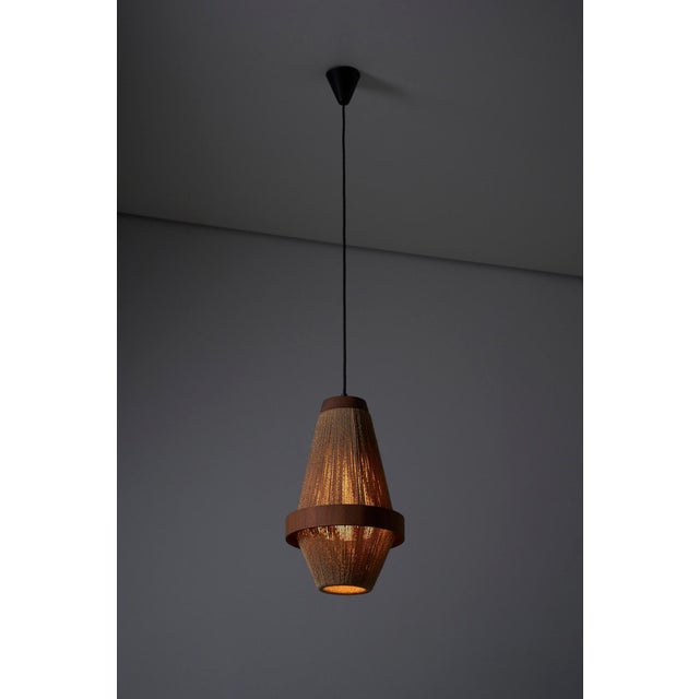 Wood Teak & Rope Pendant by Ib Fabiansen for Fog & Mørup, 1960s For Sale - Image 7 of 10