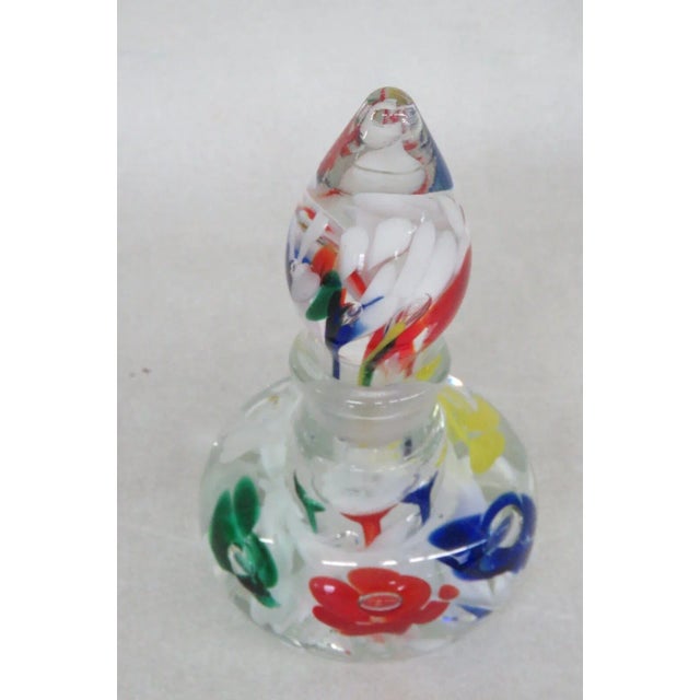 Mid-Century Modern Joe St Clair Art Glass Rainbow Floral Paperweight Perfume Cologne Bottle For Sale - Image 3 of 11