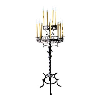 Laura Lee Designs Inc Cordoba 12-Light Wrought Iron Candelabra Floor Lamp For Sale