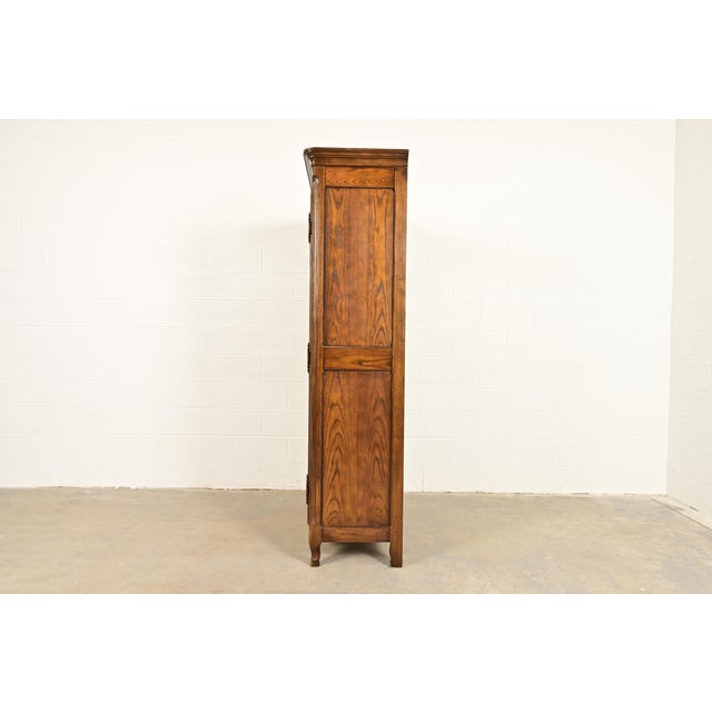 Baker Furniture French Provincial Louis XV Carved Oak Armoire Dresser or Linen Press, Circa 1960s For Sale - Image 14 of 16