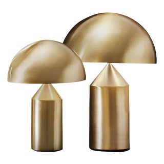 Medium and Small Gold Atollo Table Lamps by Vico Magistretti for Oluce, Set of 2 For Sale