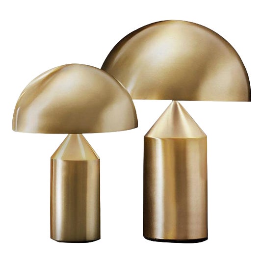 Medium and Small Gold Atollo Table Lamps by Vico Magistretti for Oluce, Set of 2 For Sale