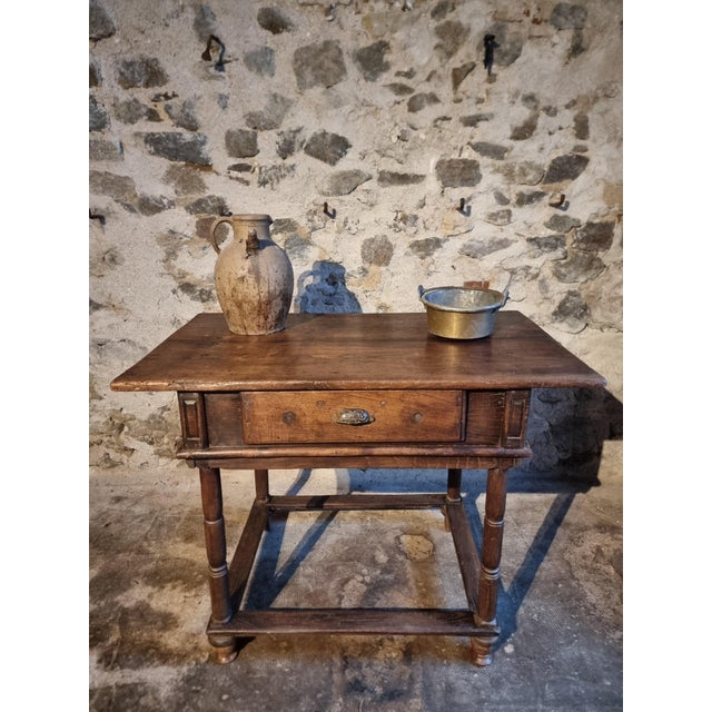 French Rustic Oak Table with Drawer, Late 18th-Early 19th Century For Sale - Image 11 of 18