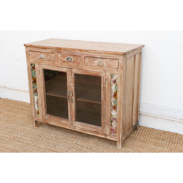 English Early 20th Century Reverse Glass Painted Buffet Cabinet For Sale - Image 3 of 10
