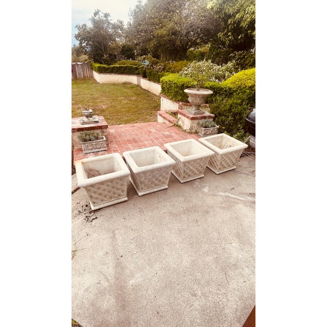 Sculpture Materials Vintage Cement Designer Planter Boxes - Set of 4 For Sale - Image 7 of 7